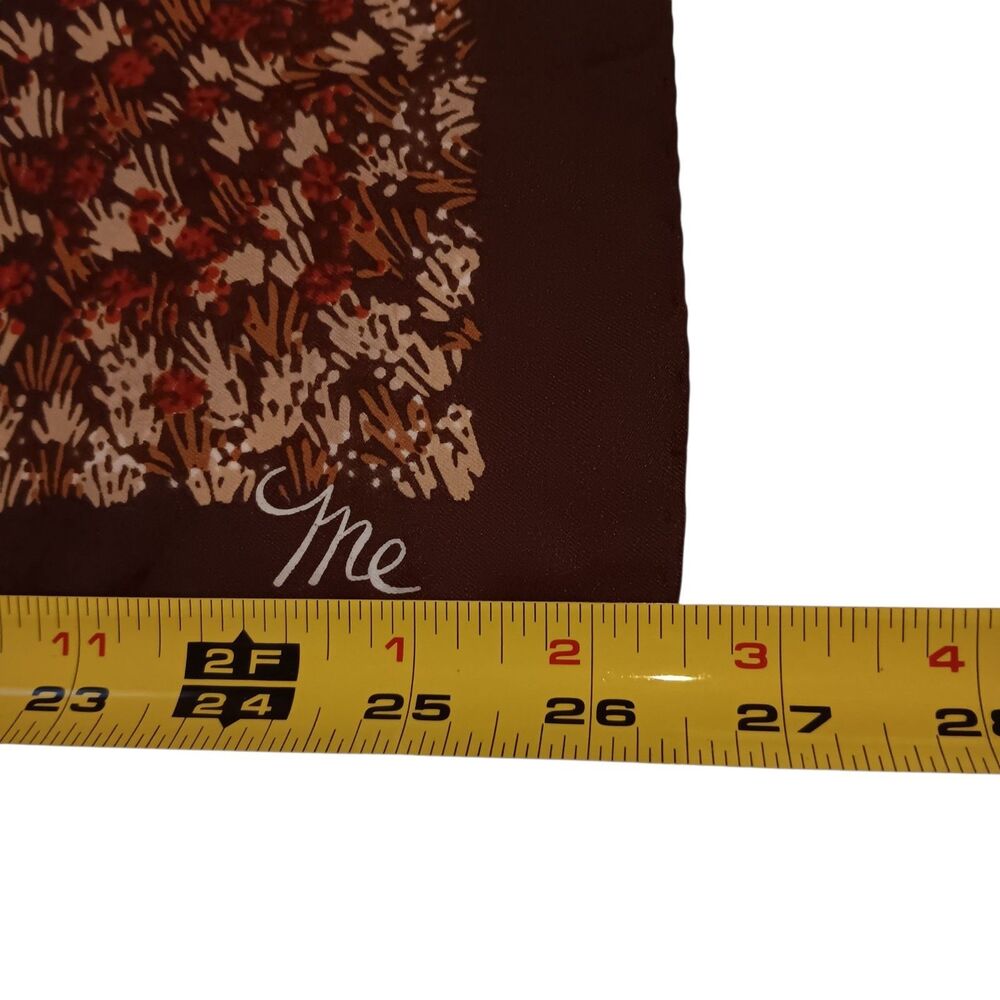 VTG Mr Emperor Square Scarf Brown Rust Tan Floral Botanical Abstract Italy 26x26 - Picture 9 of 13